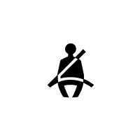 Varningslampa för ej fastspänt bilbälte på förarsidan och, beroende på bilmodell, passagerarsidan fram